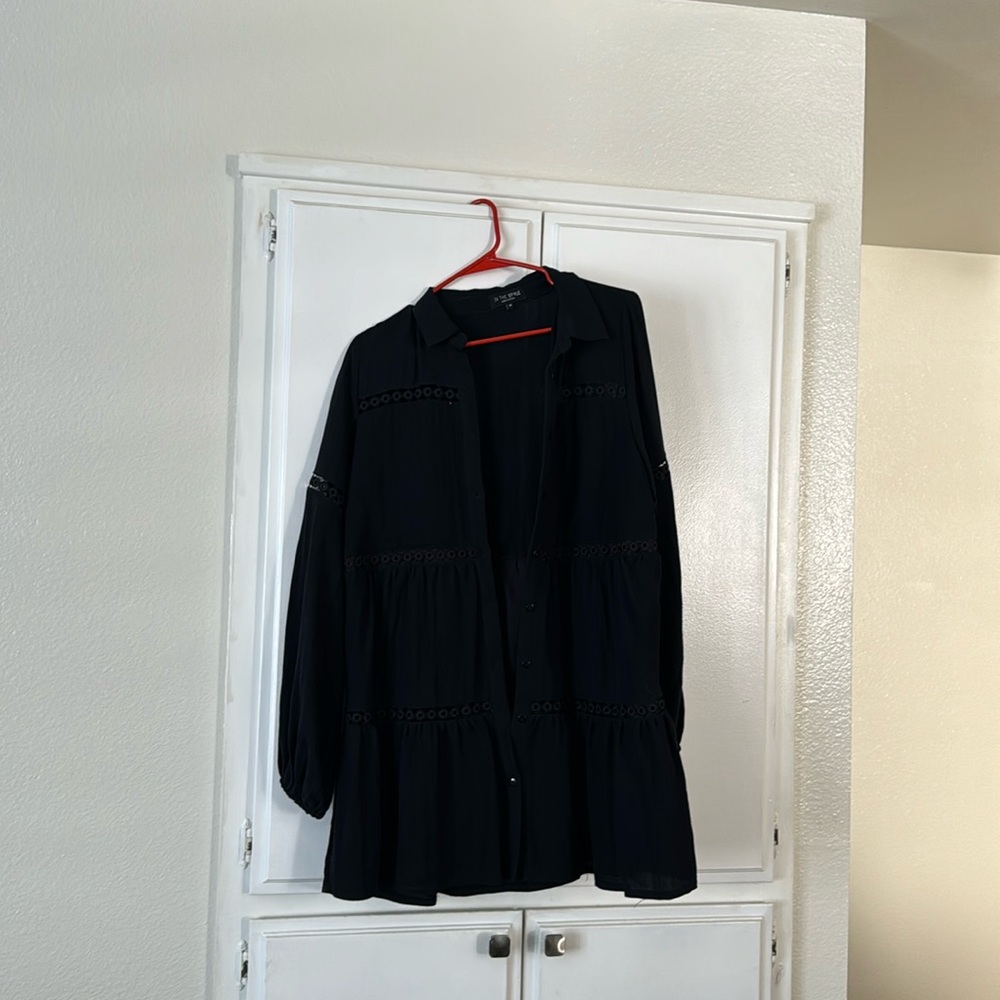 Black long sleeve mini dress